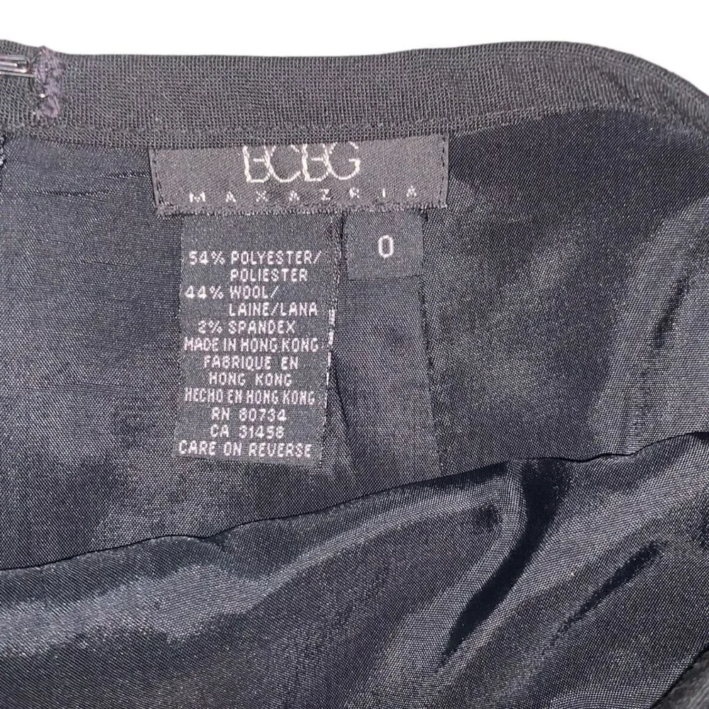 🐿️ BCBG MaxAzria Black Wool Blend Pencil Skirt Size 0